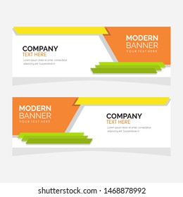 Collection horizontal business banner set vector templates. clean modern geometric abstract background layout for website design. 