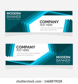 Collection horizontal business banner set vector templates. clean modern geometric abstract background layout for website design. 