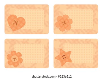 collection of horizontal cards with decorative buttons