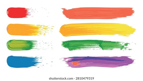 Collection horizontal paintbrush marks