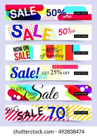 Collection of horizontal social media banners. Vector illustrations for marketing, online shopping, mobile banner, advertising poster, ads, mailings and seasonal sales.