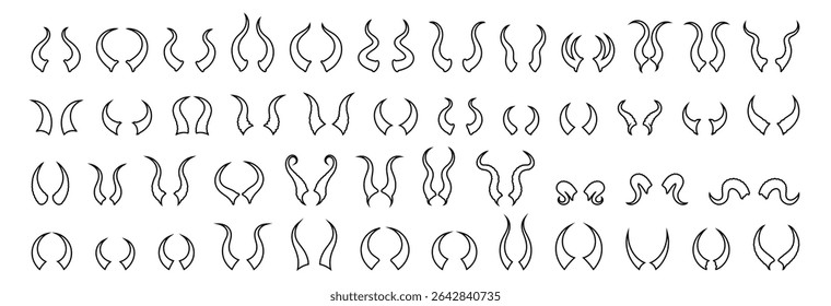 Collection of Horns Outlines and Silhouettes for Graphic Design and Illustration Projects