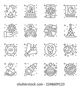 Collection of Horoscope and Astronomy Linear Icons 

