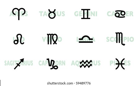 collection of horoscope signs and symbols with names