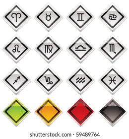 collection of horoscope symbols with colour variation and shadow