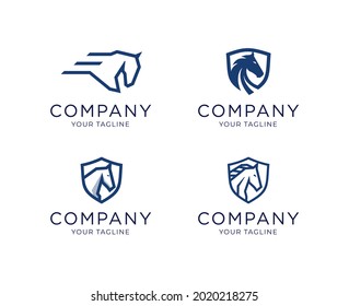 Collection of Horse with shield logo template