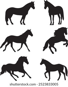 Collection of horse silhouettes set