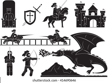 Collection of horses and knights - Illustration