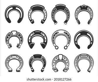 Collection Horseshoes Monochrome Icon Vector Flat Stock Vector (Royalty ...