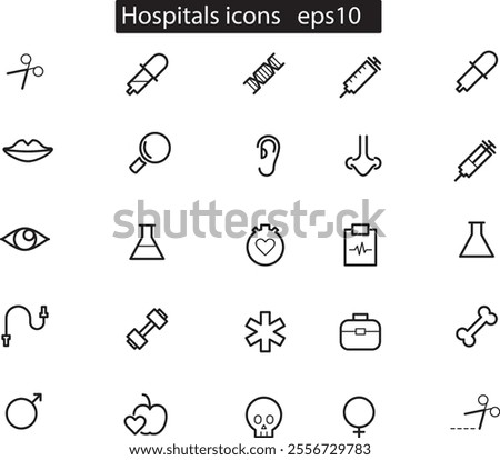 collection of Hospital ICONS in vector form, set of hopitals vector icons