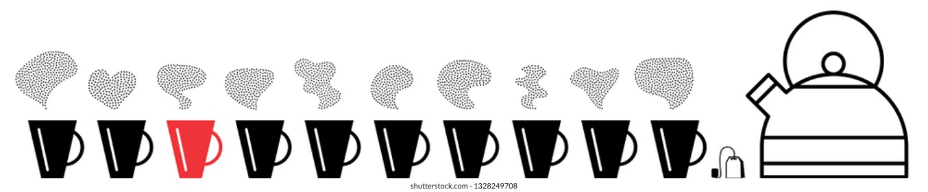 Collection of hot drinks icon with steam symbols isolated. Steaming beverage pictograms with different waves