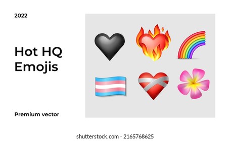 Collection of hot HQ Emojis, vector illustration