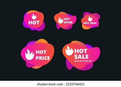 Collection of hot sale and hot price promo stickers