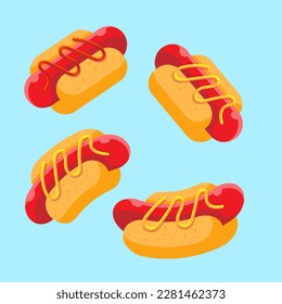 Collection of Hotdogs with Sauce and Mustard