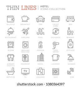 Collection of hotel thin line icons. Vector eps 8