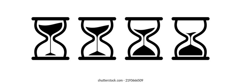 Collection of hourglass icons. Symbol of time, waiting or loading. Isolated vector illustration on white background.