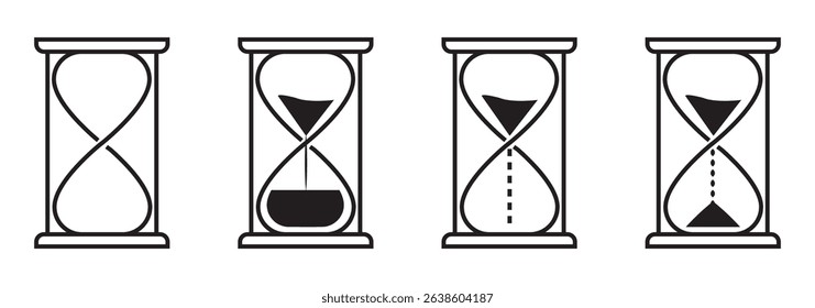 Collection of hourglass icons. Symbol of time, waiting or loading. Isolated vector illustration on white background.