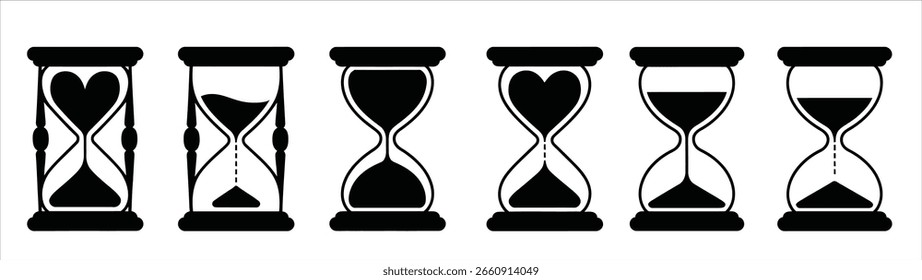 Siluetas de reloj de arena de colección Ilustraciones vectoriales
