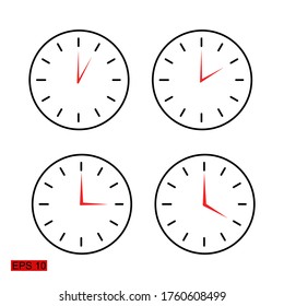 a collection of hours with a flat style. illustration of one to four hours, flat style. clock theme