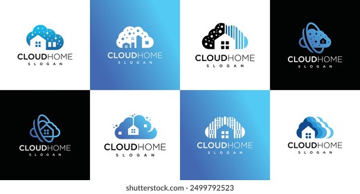 Colección de Plantillas de Vector de diseño de logotipo de nube de casa.	