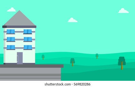 Collection of house landscape vector flat illustration