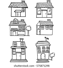 Collection of house set doodle