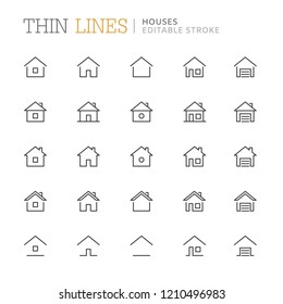 Collection of houses related line icons. Editable stroke