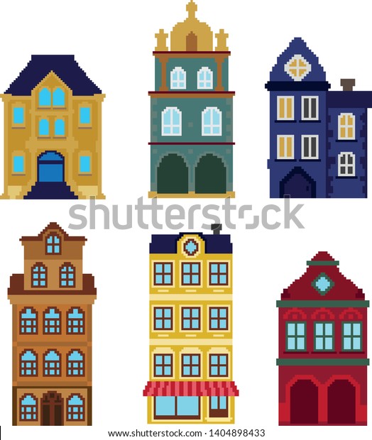 Collection Houses Style Pixel Art That Stock Vector (Royalty Free ...