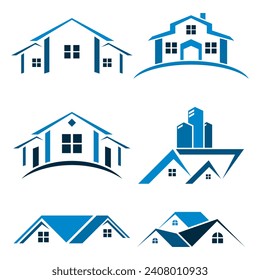 Collection of housing business logos. Real estate agent logo. Apartment logo. Construction building