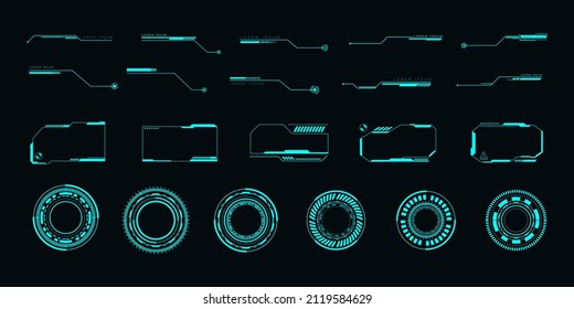 Collection of HUD, GUI vector elements for UI design template. Futuristic dashboard display, Data Statistic and science presentation element with cyberpunk style.