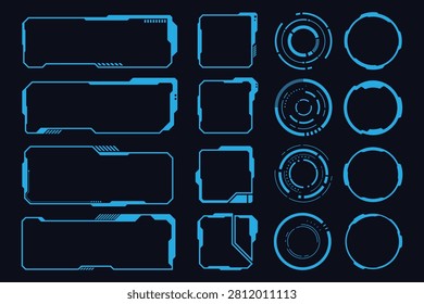 Collection HUD interface screen futuristic digital contol panel blue frame technology