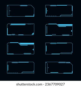 Collection of hud rectangular elements, Futuristic Sci Fi Modern User Interface. Hud rectangle element, head up display, hud element.
