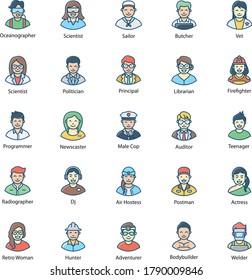 Collection of Human Avatars In Flat Style 
