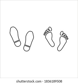 Collection of human footprints icon vector illustration. color editable on white background