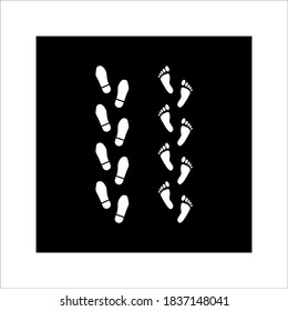 Collection of human footprints icon vector illustration. color editable on white background