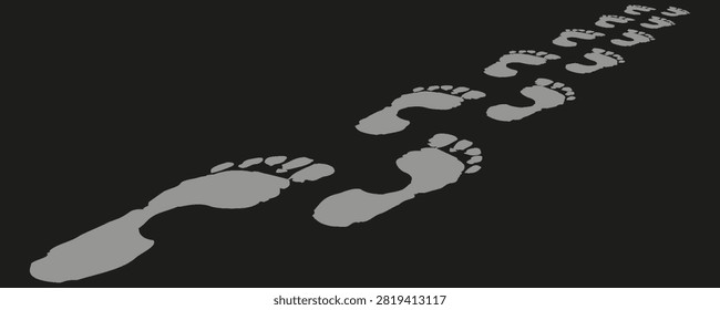 Collection human footprints vector. Boot sole, bare feet, baby footprint, high heel.