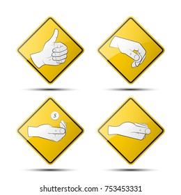 Collection human hand various gestures sketch thumbs up knuckles outline