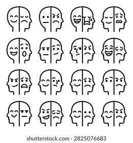 Collection human head profiles