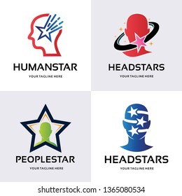 Collection of Human Head Star Logo Design Template Inspiration