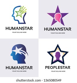 Collection of Human Head Star Logo Design Template Inspiration