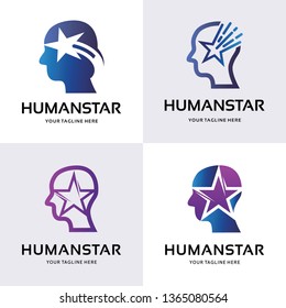 Collection of Human Head Star Logo Design Template Inspiration