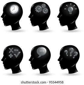 collection of human heads with different icons in them