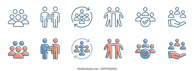collection of human resource teamwork partnership connection icon set business team leadership network group management vector symbol illustration