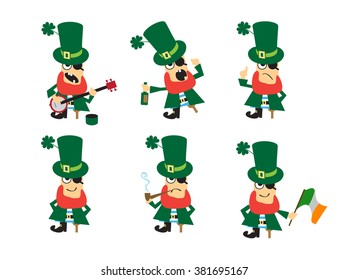 Collection of  humor character for Saint Patricks design. Vector illustration.