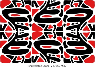  A collection of humorous faces and eye designs, featuring red, black, and white silhouettes