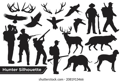 Collection of Hunter forest animal silhouette