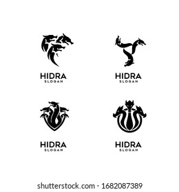 collection of hydra logo black icon design vector illustration