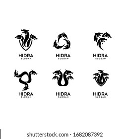 collection of hydra logo black icon design vector illustration