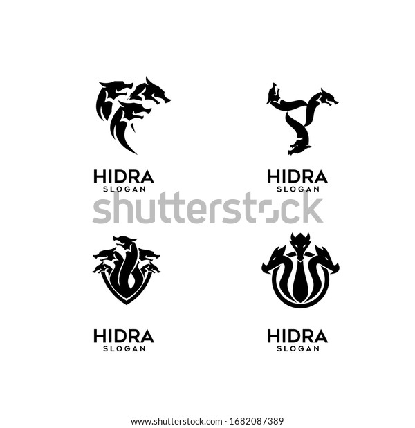 Collection Hydra Logo Black Icon Design Stock Vector (Royalty Free