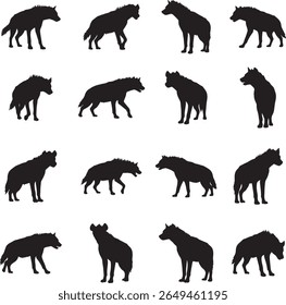 Collection of Hyena Silhouettes in Various Poses